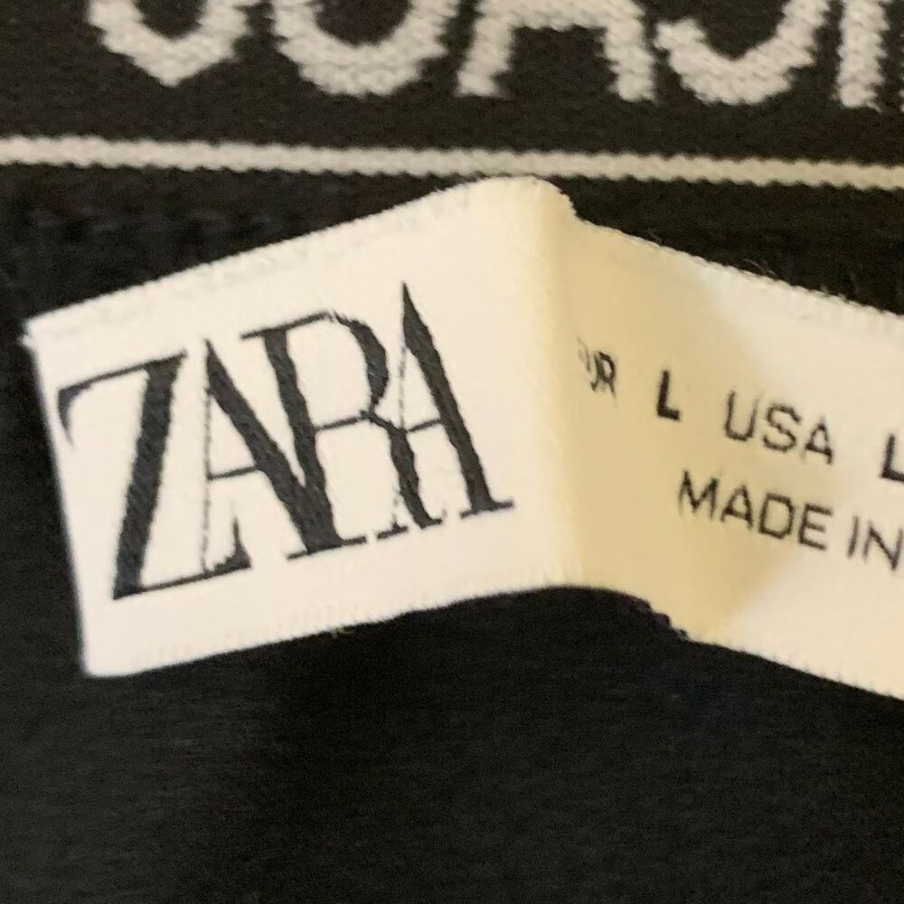 ZARA Black Mini Skirt with City Logo Waistband  Size L - Picture 2 of 6